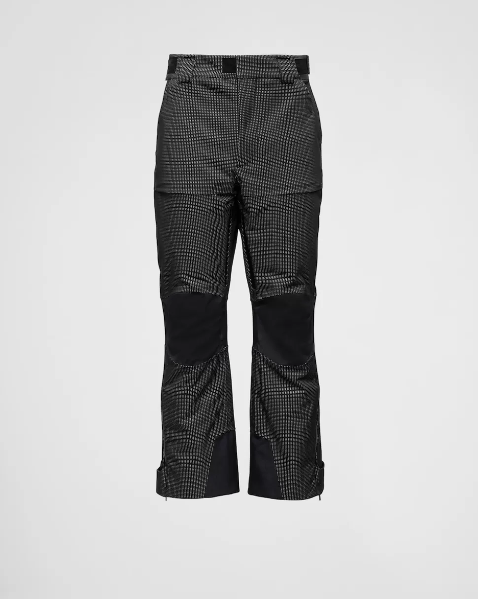 Fashion Prada Skihose Aus Reflektierendem Material Schwarz/Silber