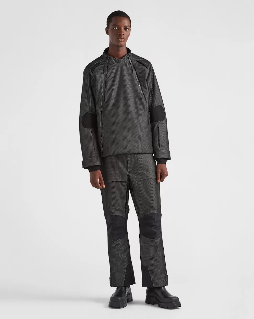 Fashion Prada Skihose Aus Reflektierendem Material Schwarz/Silber