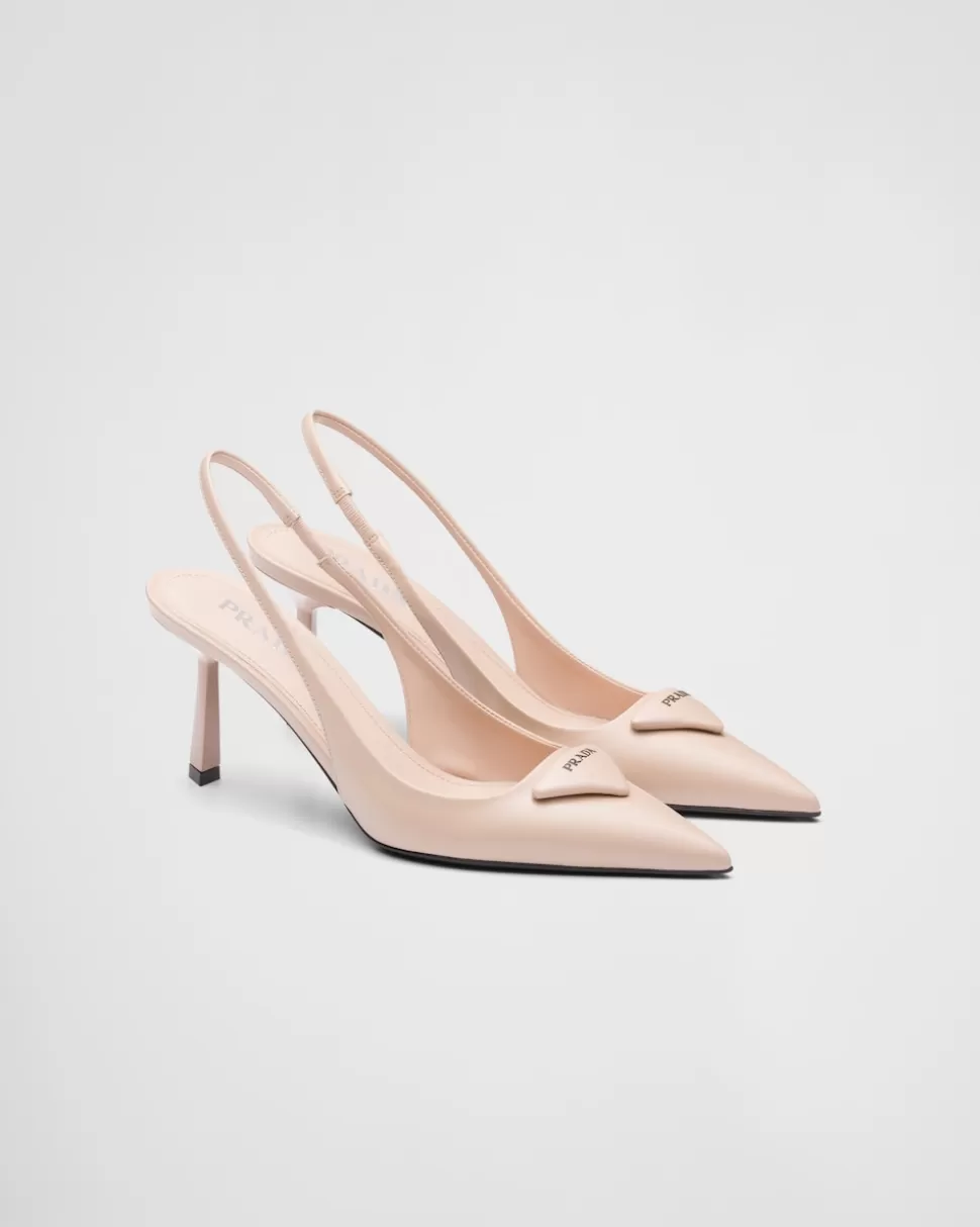 Cheap Prada Slingback-pumps Aus Gebürstetem Leder Schwarz