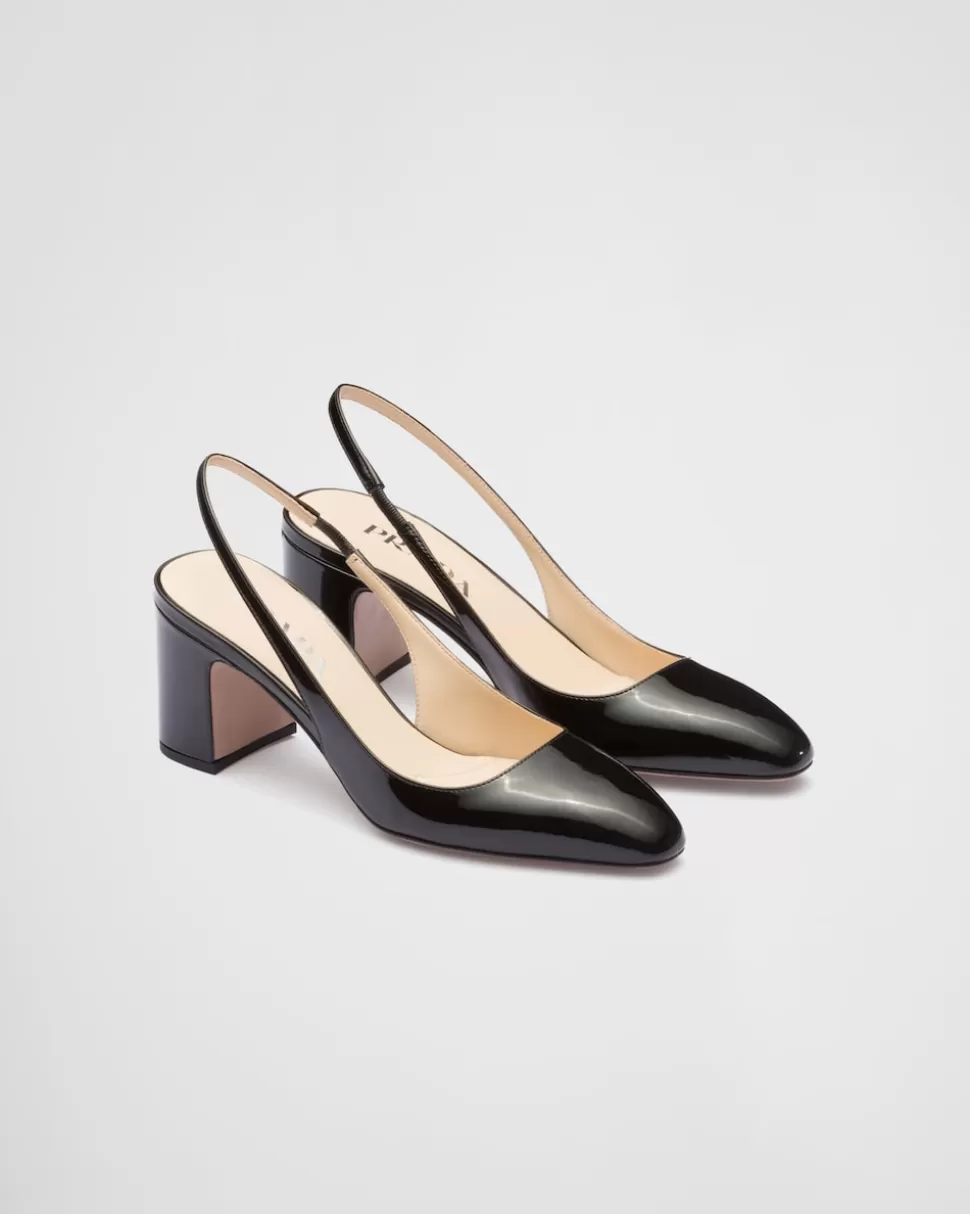Store Prada Slingback-pumps Aus Lackleder Schwarz