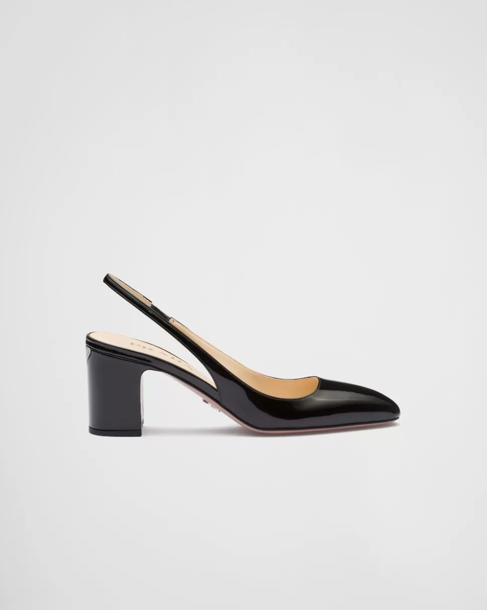 Store Prada Slingback-pumps Aus Lackleder Schwarz
