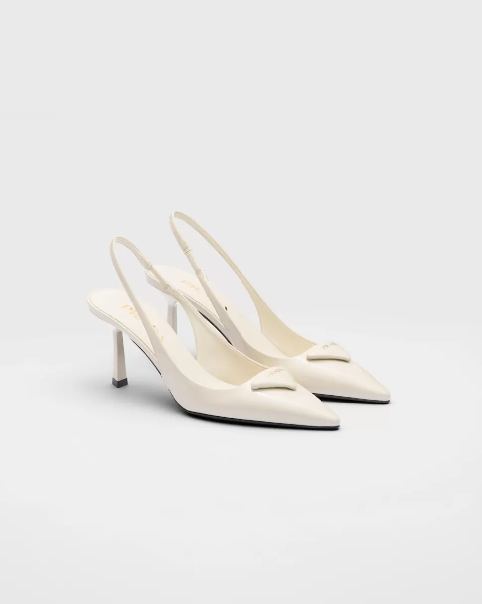 Discount Prada Slingback-pumps Aus Lackleder Schwarz