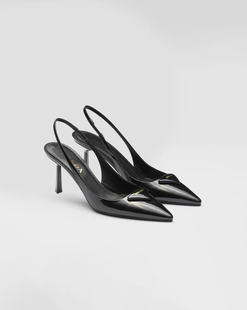Store Prada Slingback-pumps Aus Lackleder Schwarz