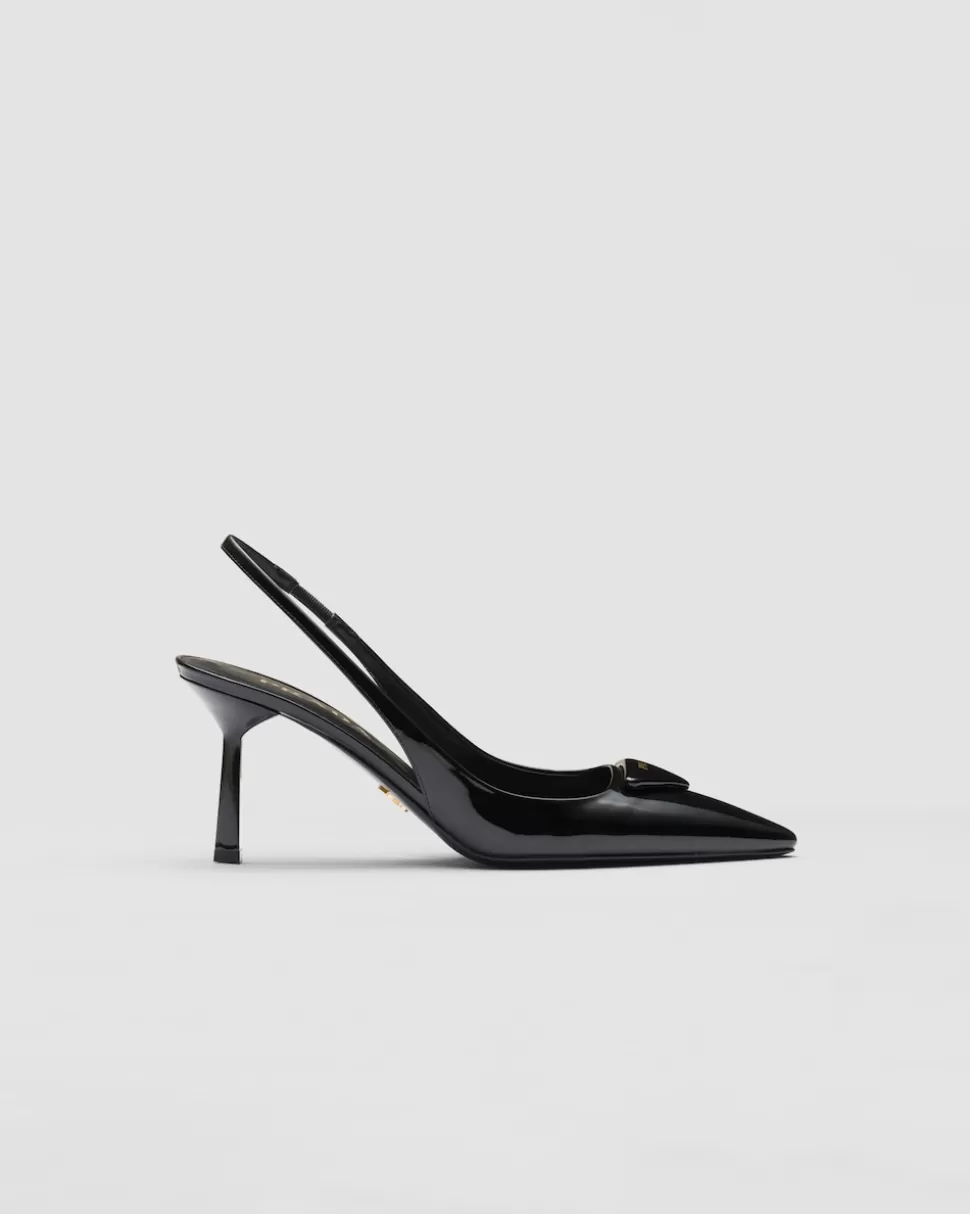 Store Prada Slingback-pumps Aus Lackleder Schwarz