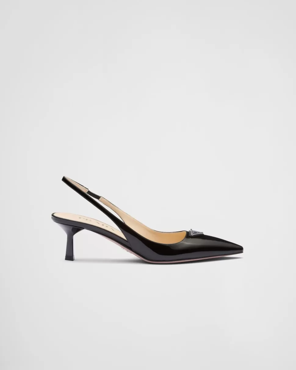 Outlet Prada Slingback-pumps Aus Lackleder Schwarz