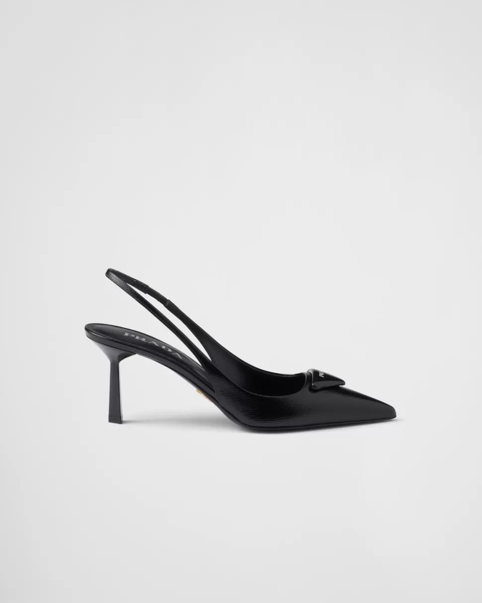 Flash Sale Prada Slingback-pumps Aus Saffiano-lackleder Schwarz