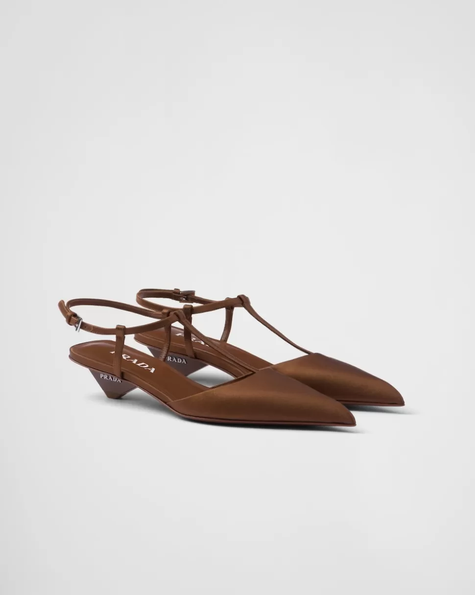 Flash Sale Prada Slingback-pumps Aus Satin Schwarz