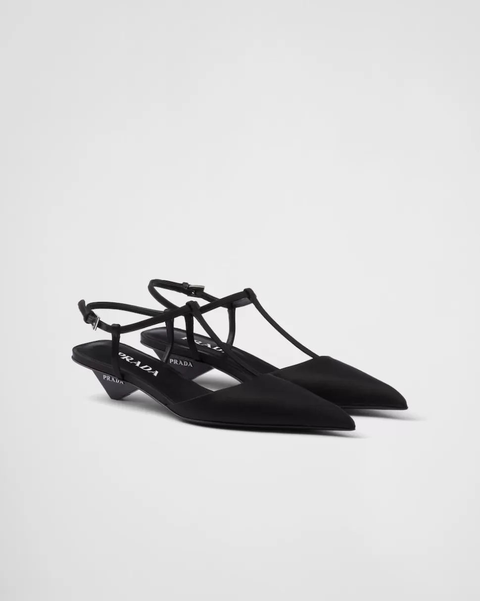 Clearance Prada Slingback-pumps Aus Satin Schwarz