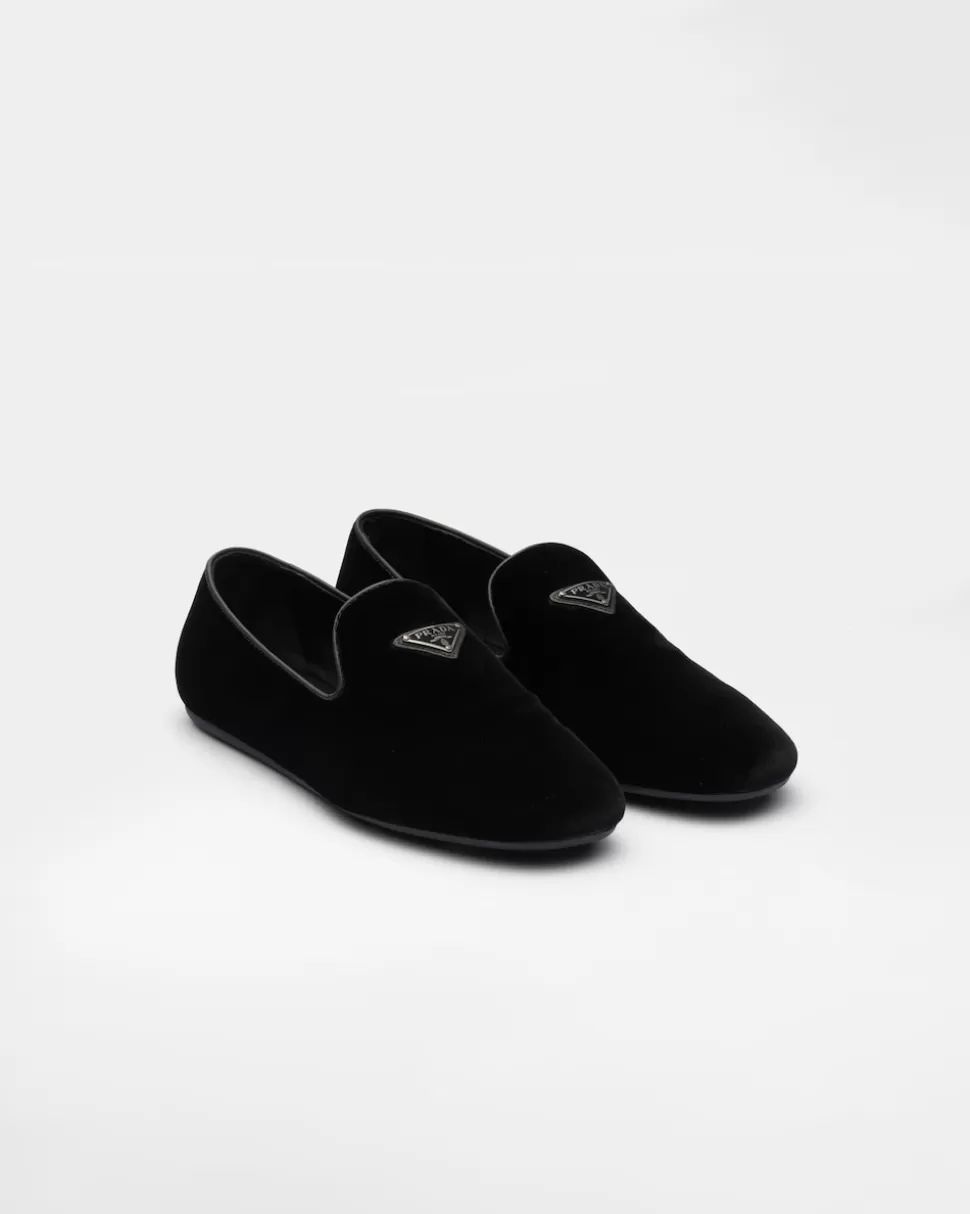 Shop Prada Slipper Aus Samt Schwarz
