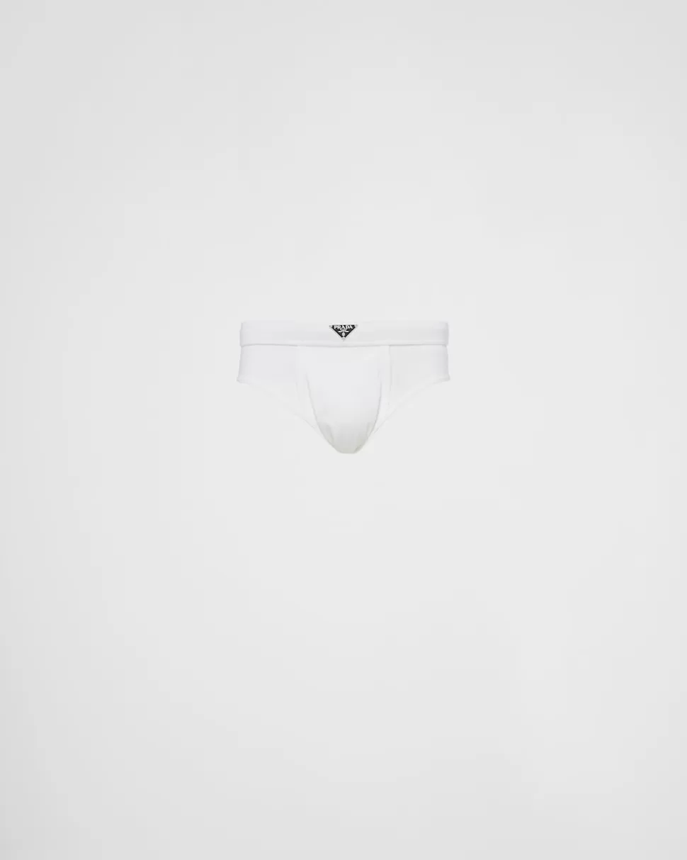 Store Prada Slips Aus Baumwolle Weiss