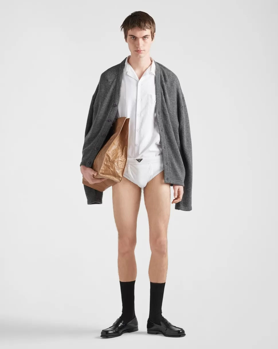 Store Prada Slips Aus Baumwolle Weiss