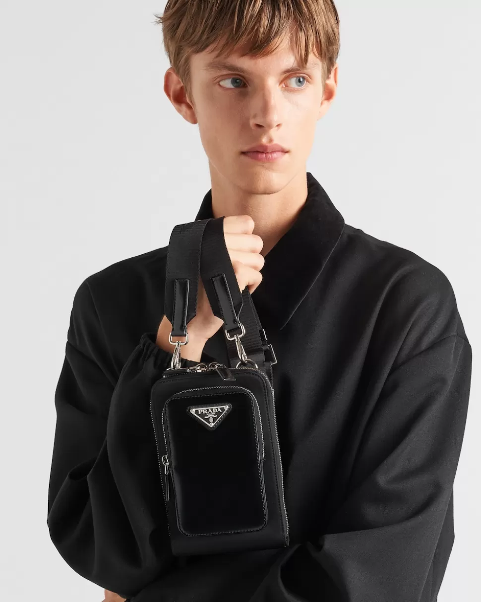 Store Prada Smartphone-hülle Aus Re-nylon Und Gebürstetem Leder Schwarz