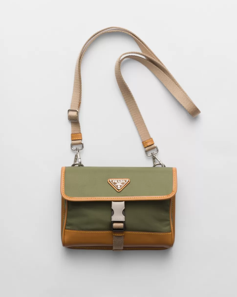 Fashion Prada Smartphone-hülle Aus Re-nylon Und Leder Militärgrün/Karamell