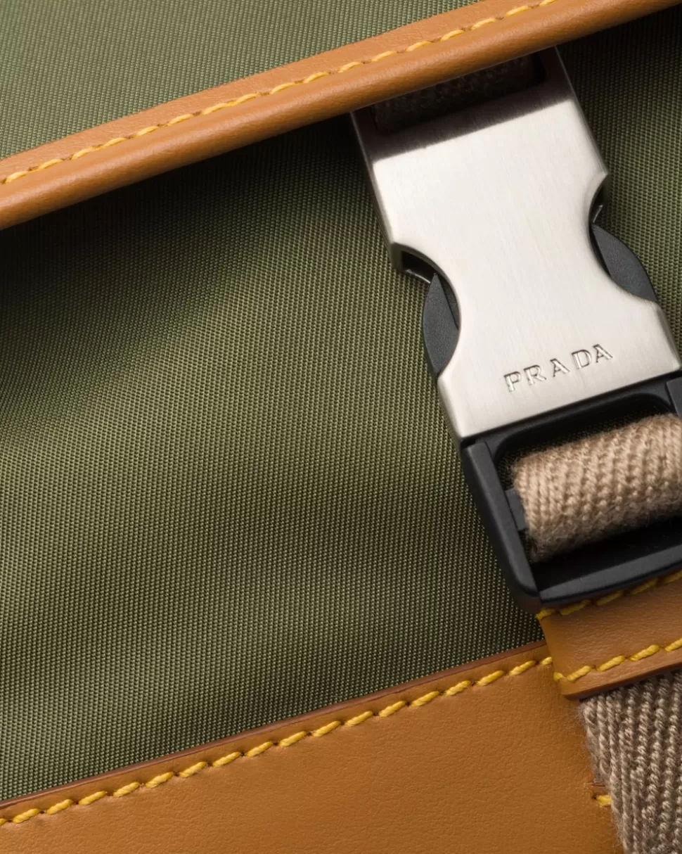 Fashion Prada Smartphone-hülle Aus Re-nylon Und Leder Militärgrün/Karamell