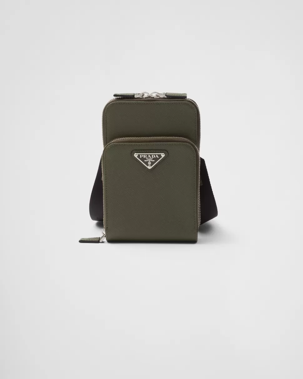 New Prada Smartphone-hülle Aus Saffiano-leder Schwarz