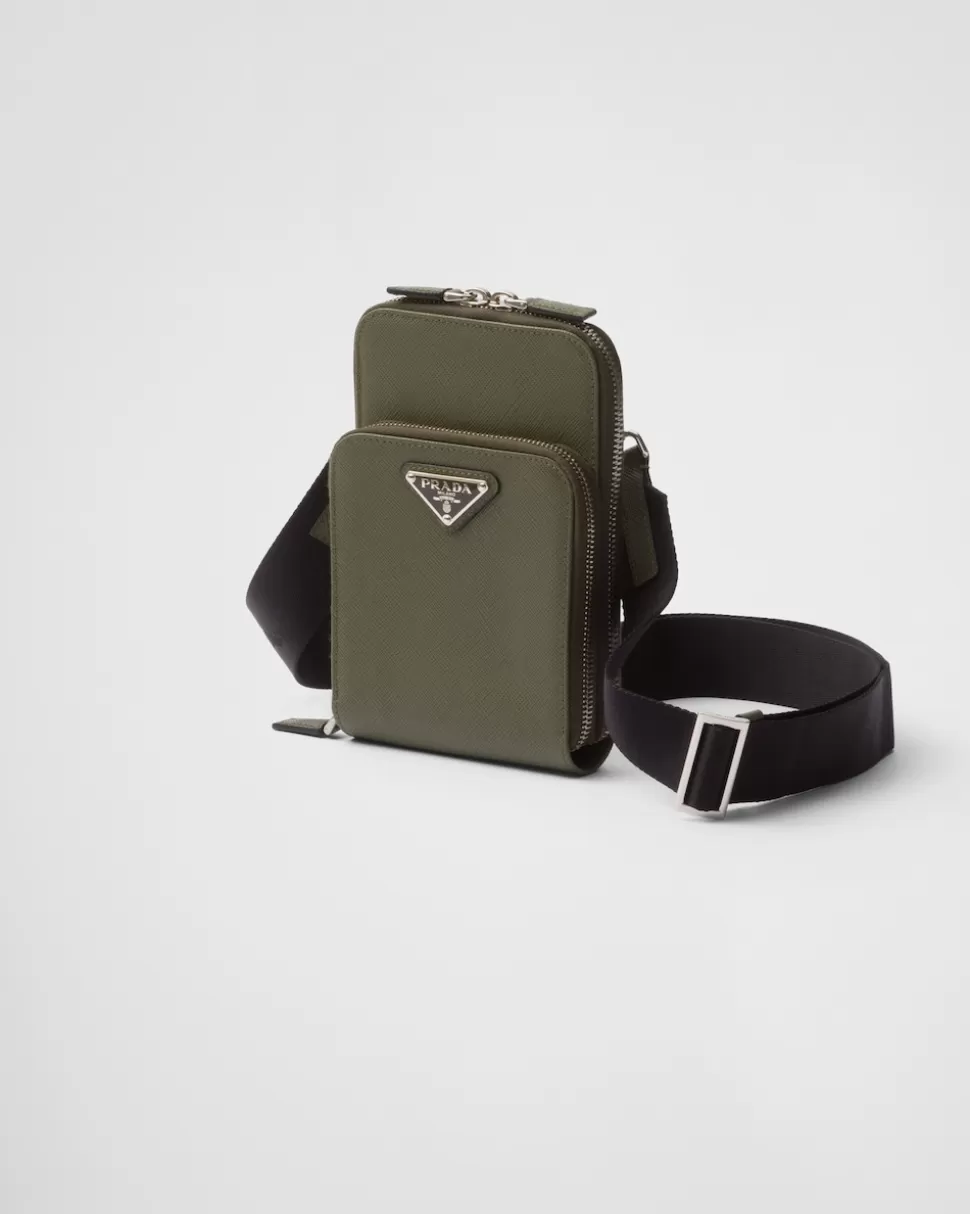 New Prada Smartphone-hülle Aus Saffiano-leder Schwarz