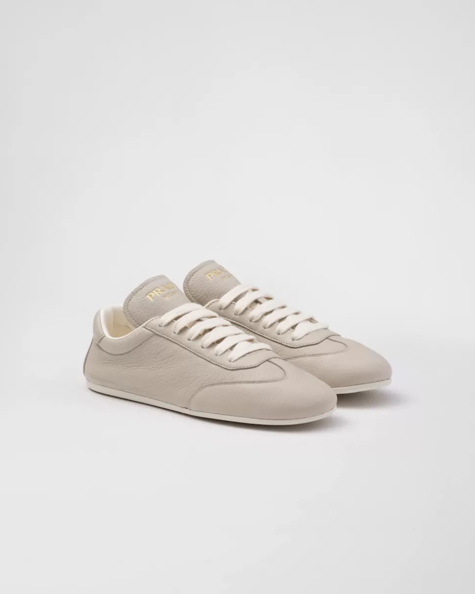Store Prada Sneaker Aus Hirschleder Elfenbein
