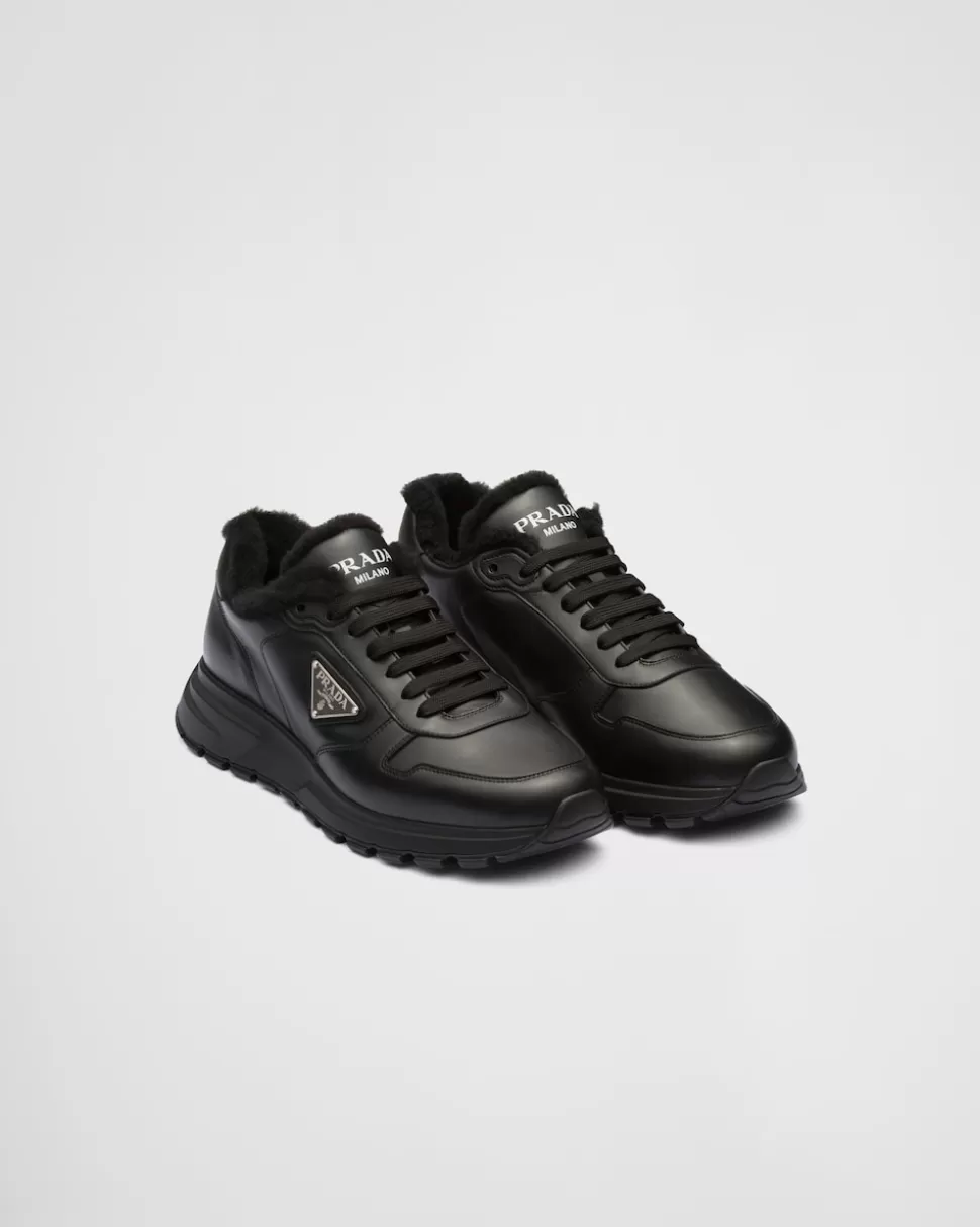 Store Prada Sneaker Aus Leder Schwarz