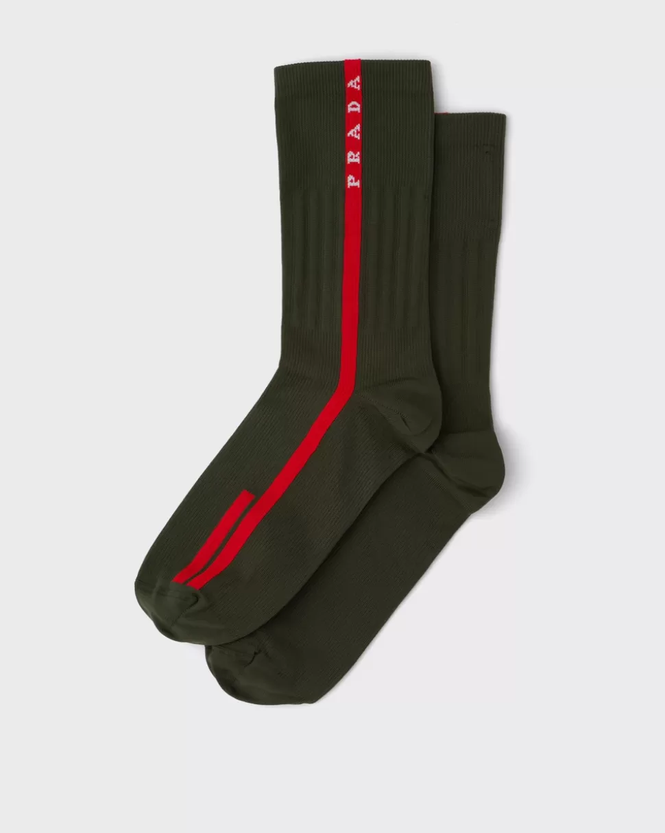 Shop Prada Socken Aus Funktionsnylon Schwarz