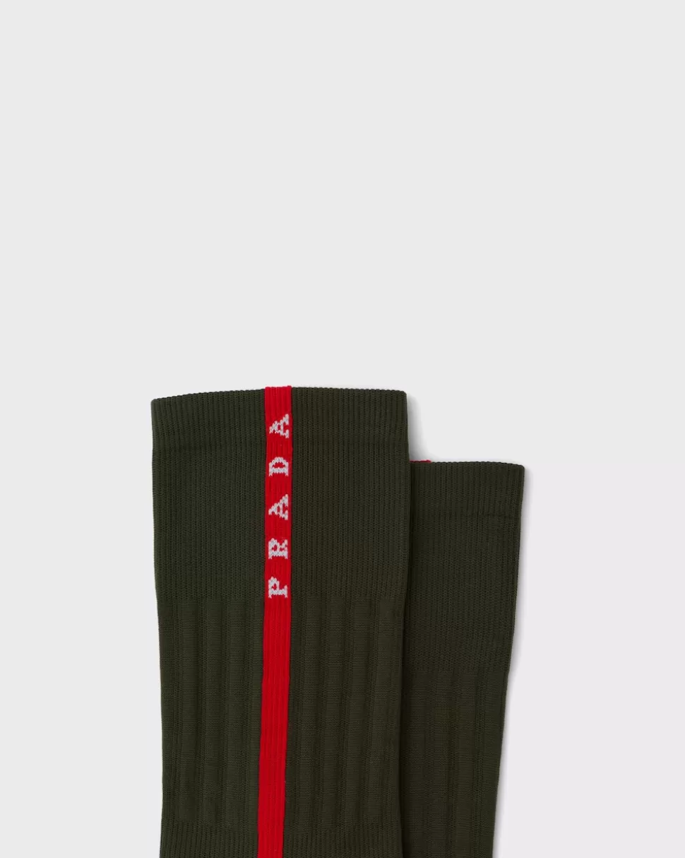 Shop Prada Socken Aus Funktionsnylon Schwarz