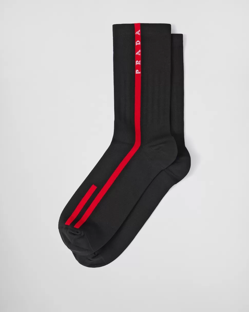Store Prada Socken Aus Technischem Garn Schwarz