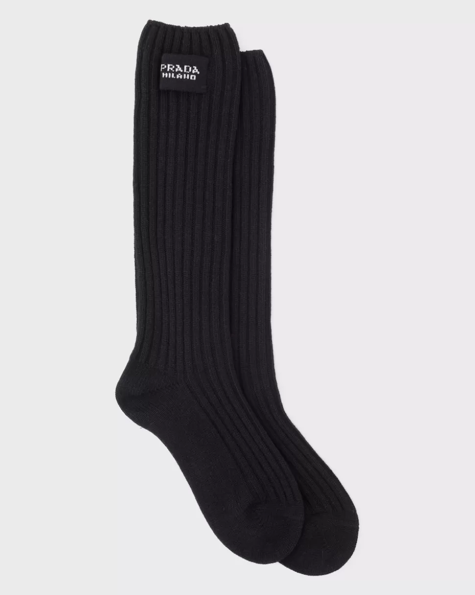 Cheap Prada Socken Aus Wolle Und Kaschmir Schwarz