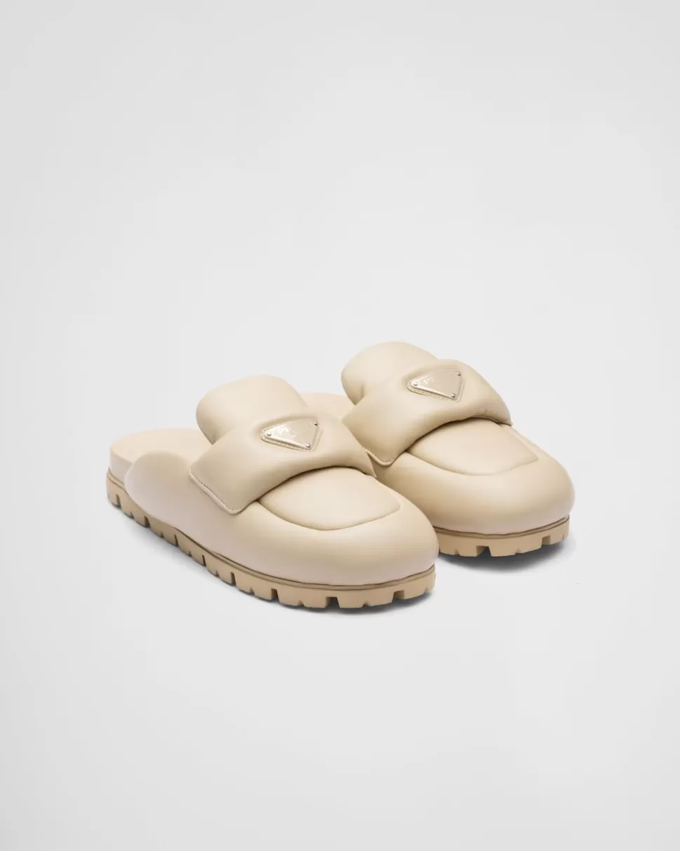 Shop Prada Soft Sabots Aus Gepolstertem Nappa-leder Schwarz