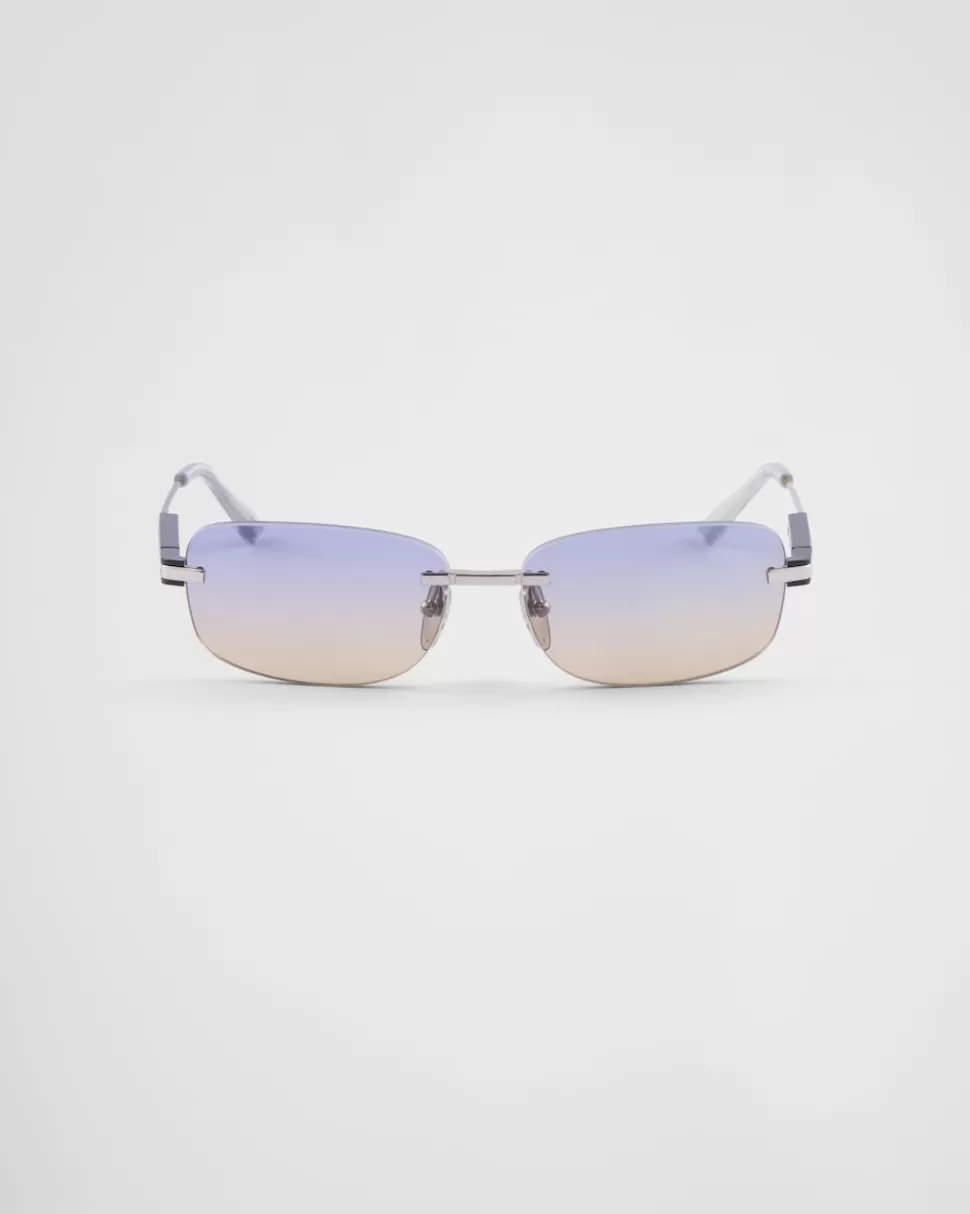 Best Sale Prada Sonnenbrille Mit Ikonischer Plakette Aus Metall IrisfarbengetönteSonnenbrillengläser