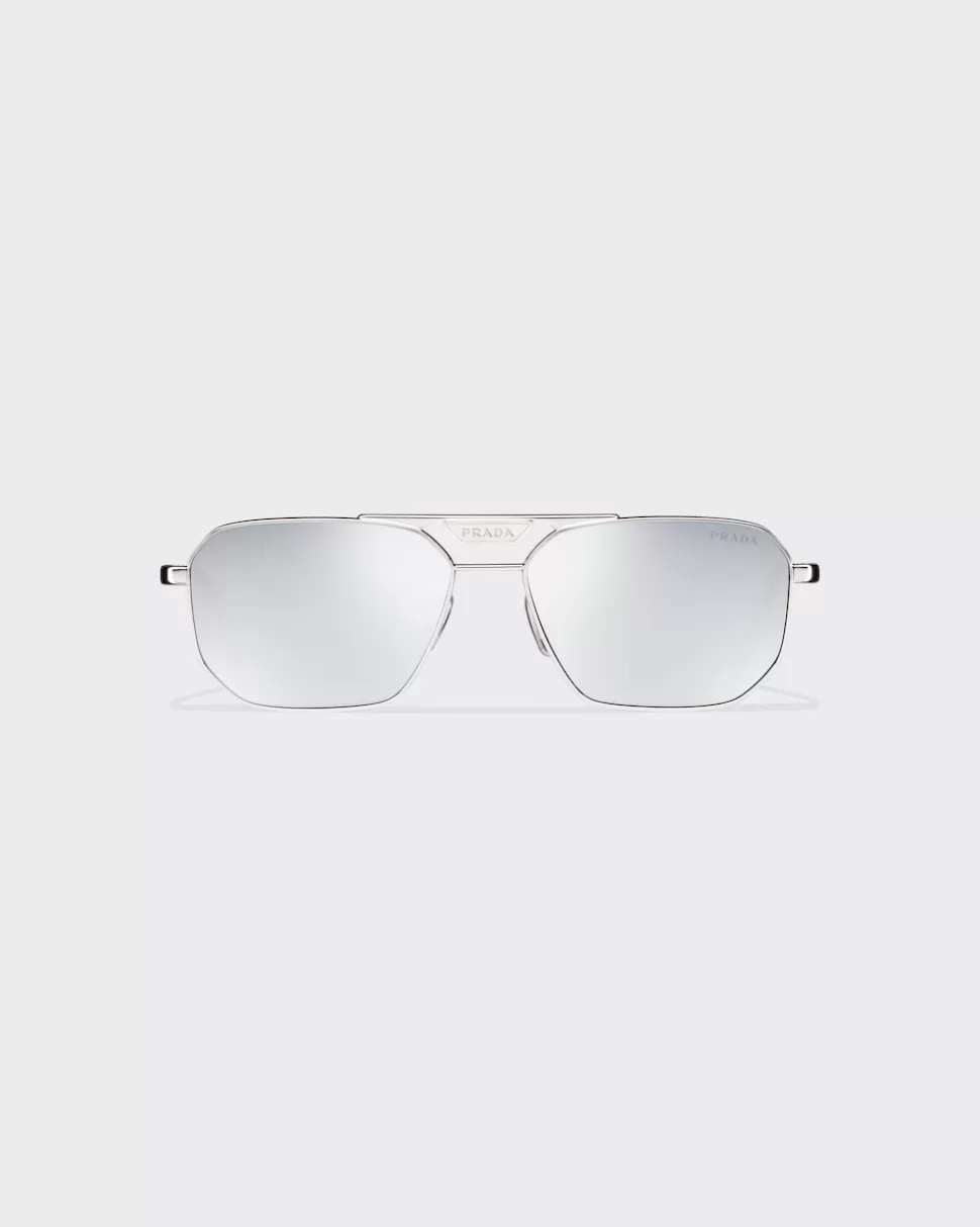 Store Prada Sonnenbrille Mit Logo GläserInDunkel-Chrom