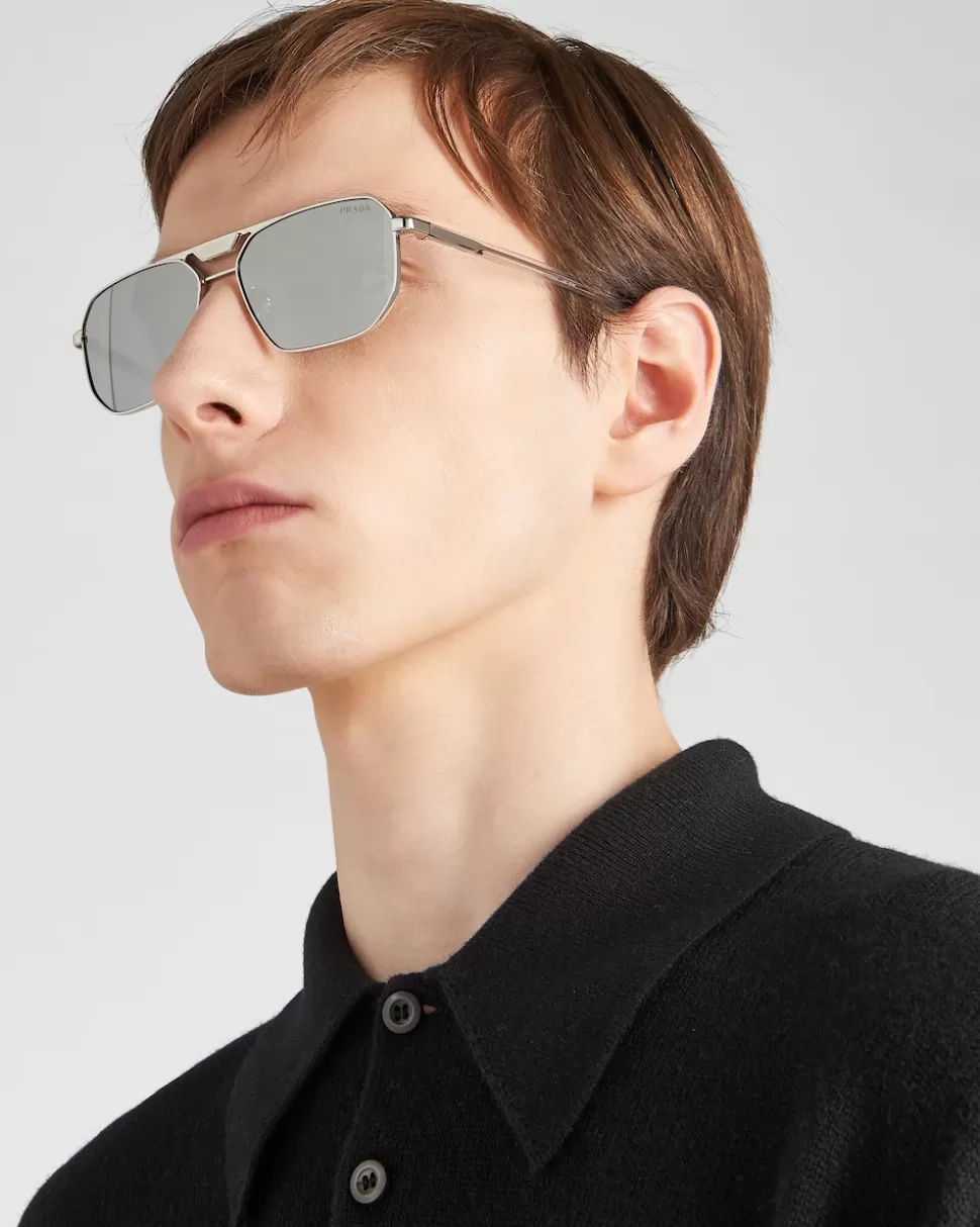 Store Prada Sonnenbrille Mit Logo GläserInDunkel-Chrom