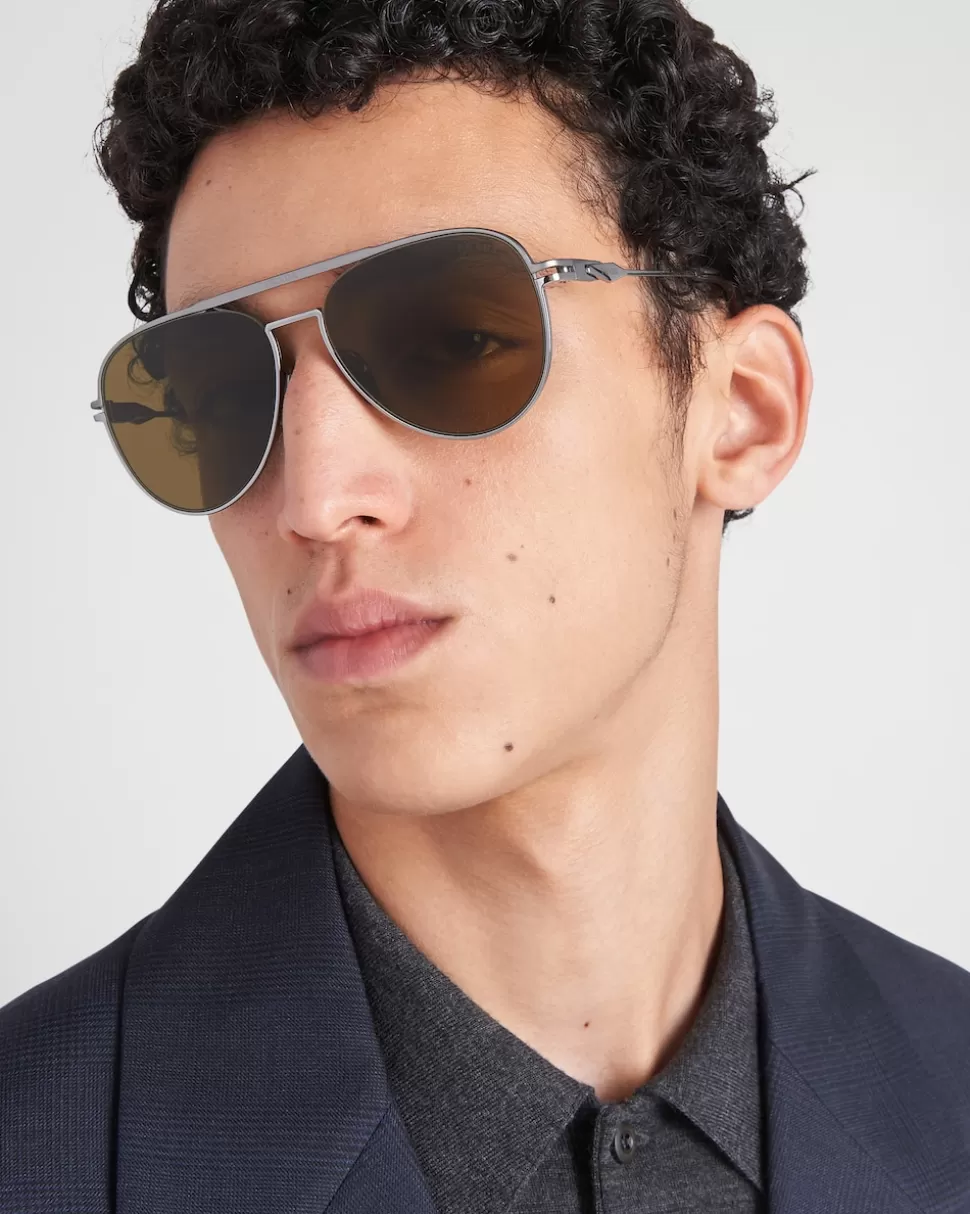 Clearance Prada Sonnenbrille Mit Logo LodengrüneGläser