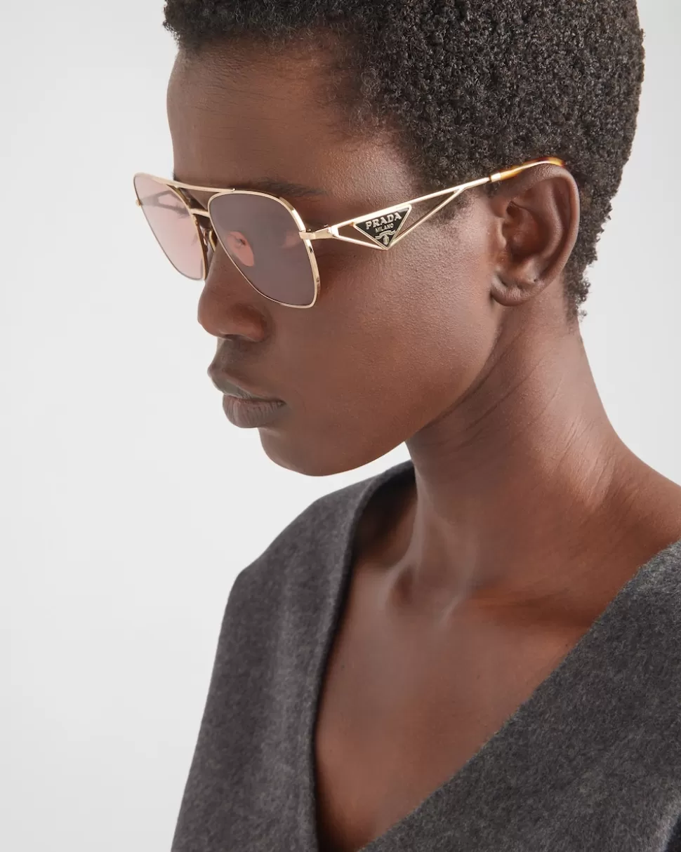 Flash Sale Prada Sonnenbrille Mit Triangolo-logo LodengrüneGläser
