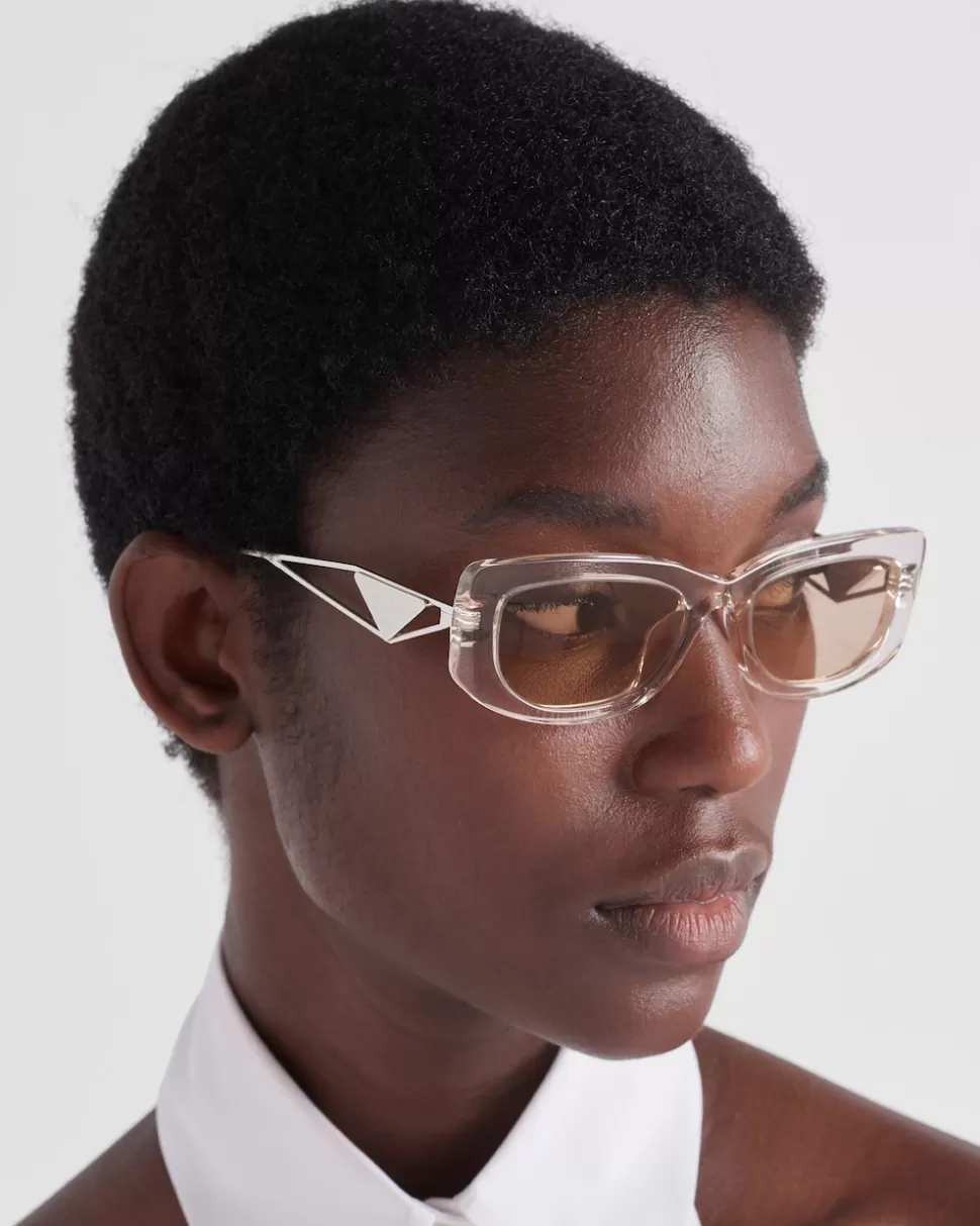 Store Prada Sonnenbrille Mit Triangolo-logo HaselnussbrauneGläser