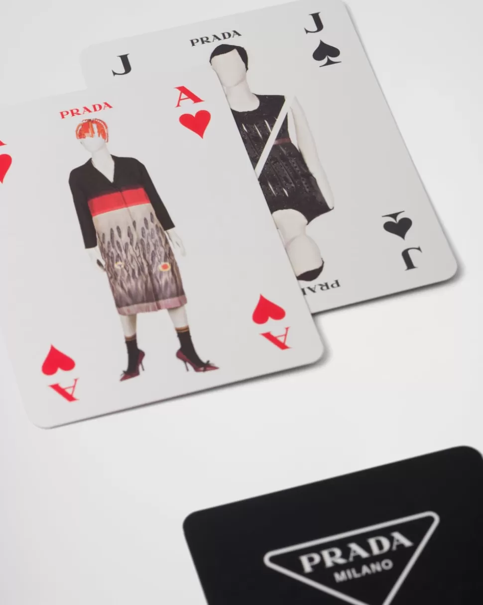 New Prada Spielkarten Mit Etui Aus Leder Scharlachrot