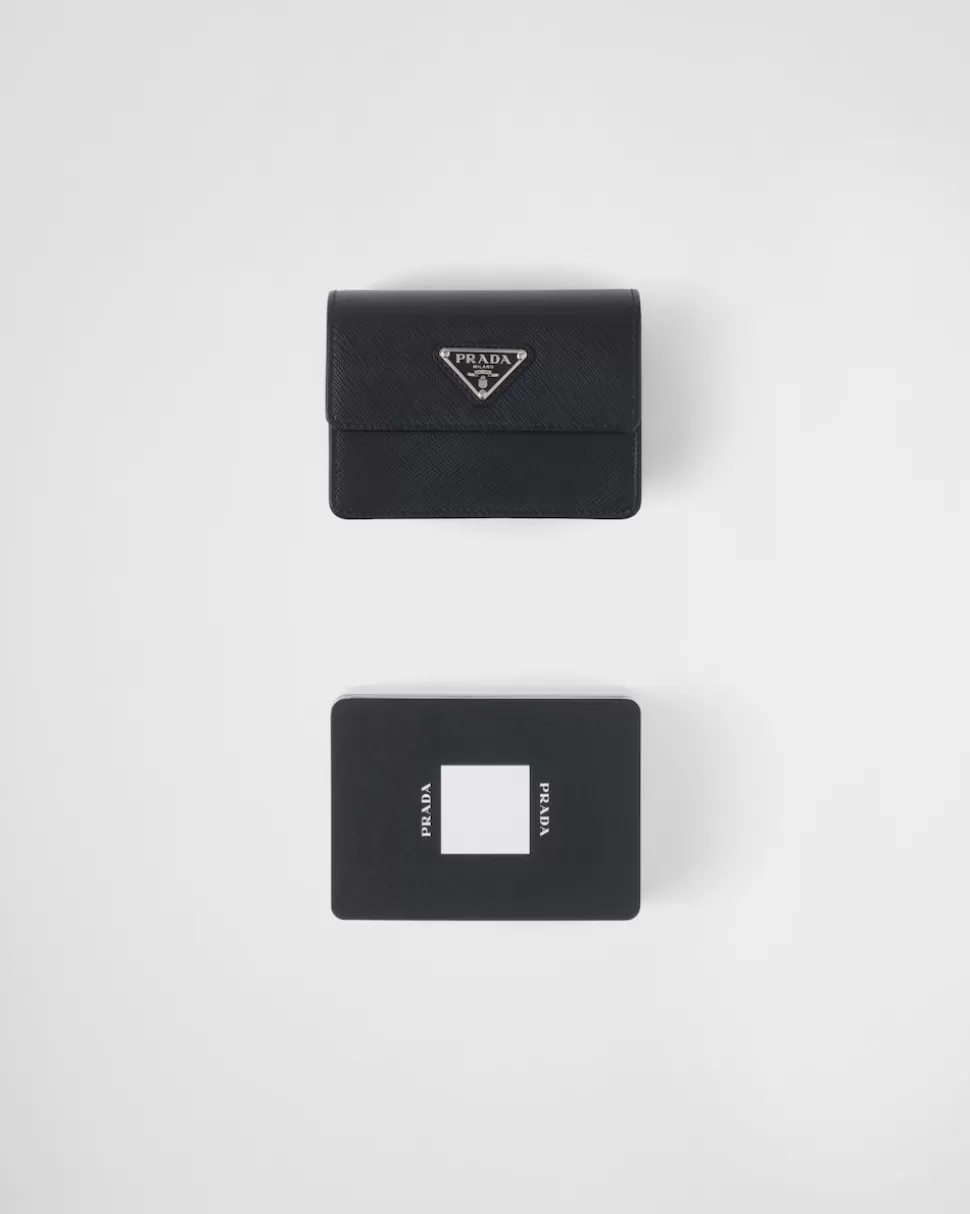Store Prada Spielkarten-set Aus Saffiano-leder Schwarz