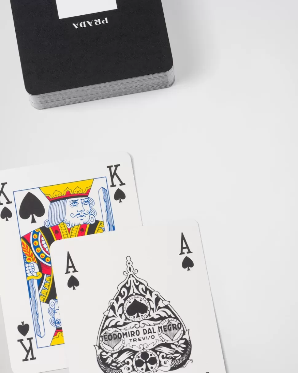 Store Prada Spielkarten-set Aus Saffiano-leder Schwarz