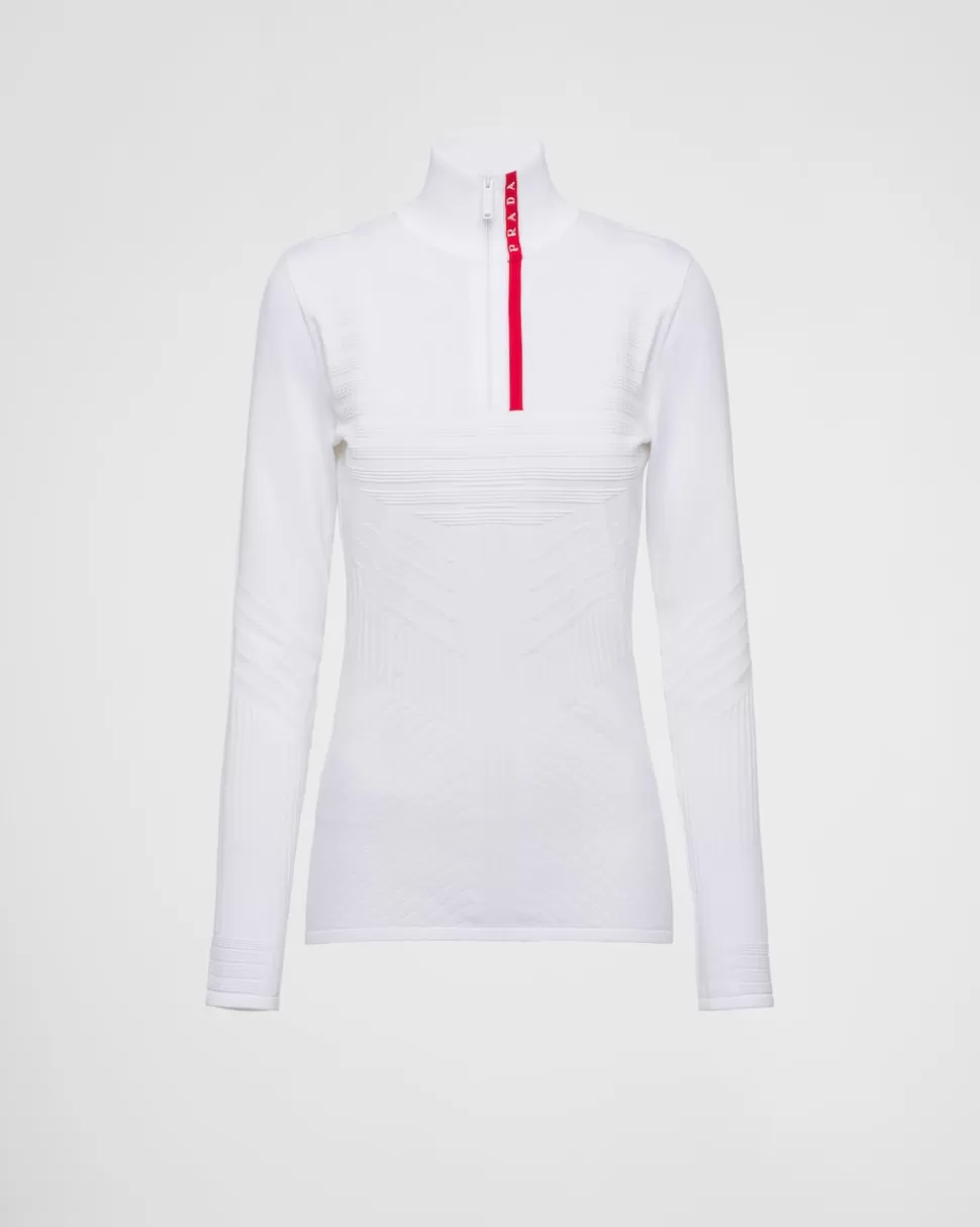 Flash Sale Prada Sportliches Top Aus Tech Rec Re-nylon-piqué Schwarz