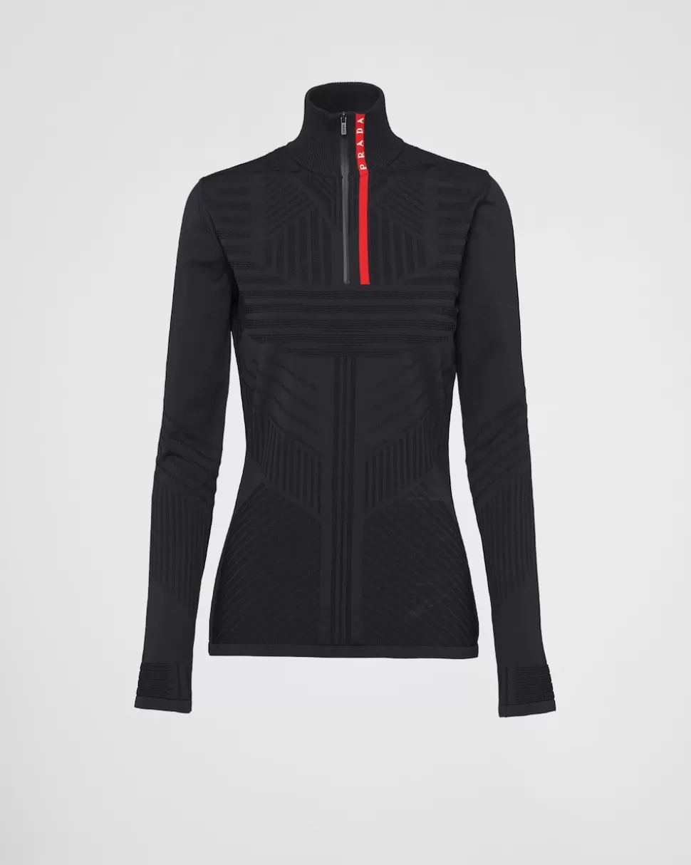 Hot Prada Sportliches Top Aus Tech Rec Re-nylon-piqué Schwarz