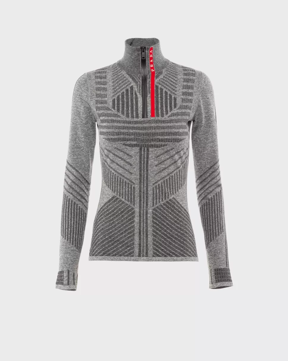 Flash Sale Prada Sport-top Aus Tech Rec Re-nylon-piqué Grau