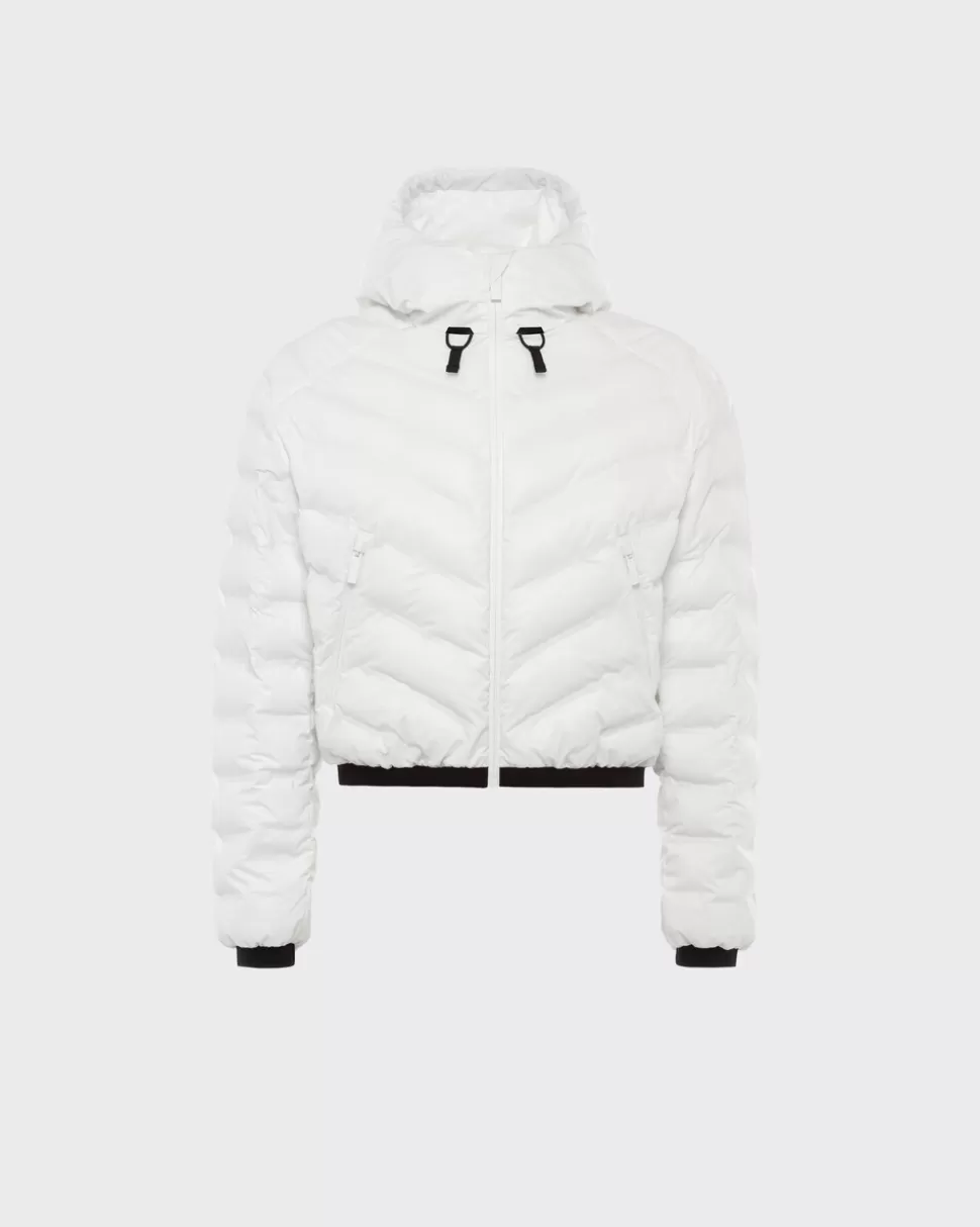 Online Prada Steppjacke Mit Kapuze Aus Light Re-nylon Schwarz