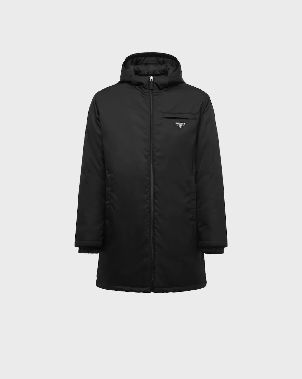 New Prada Steppmantel Aus Gabardine Re-nylon Schwarz