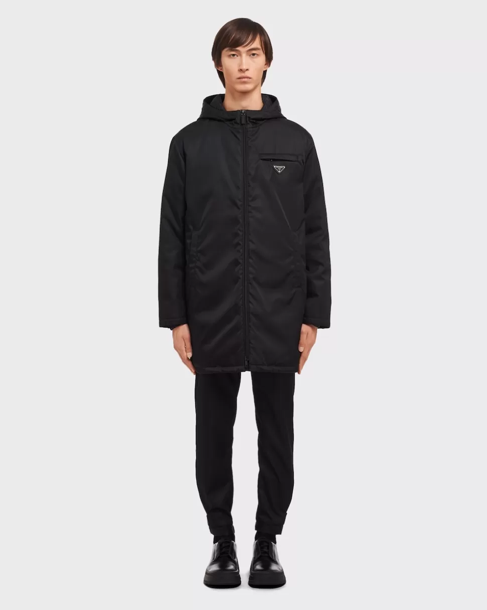 New Prada Steppmantel Aus Gabardine Re-nylon Schwarz