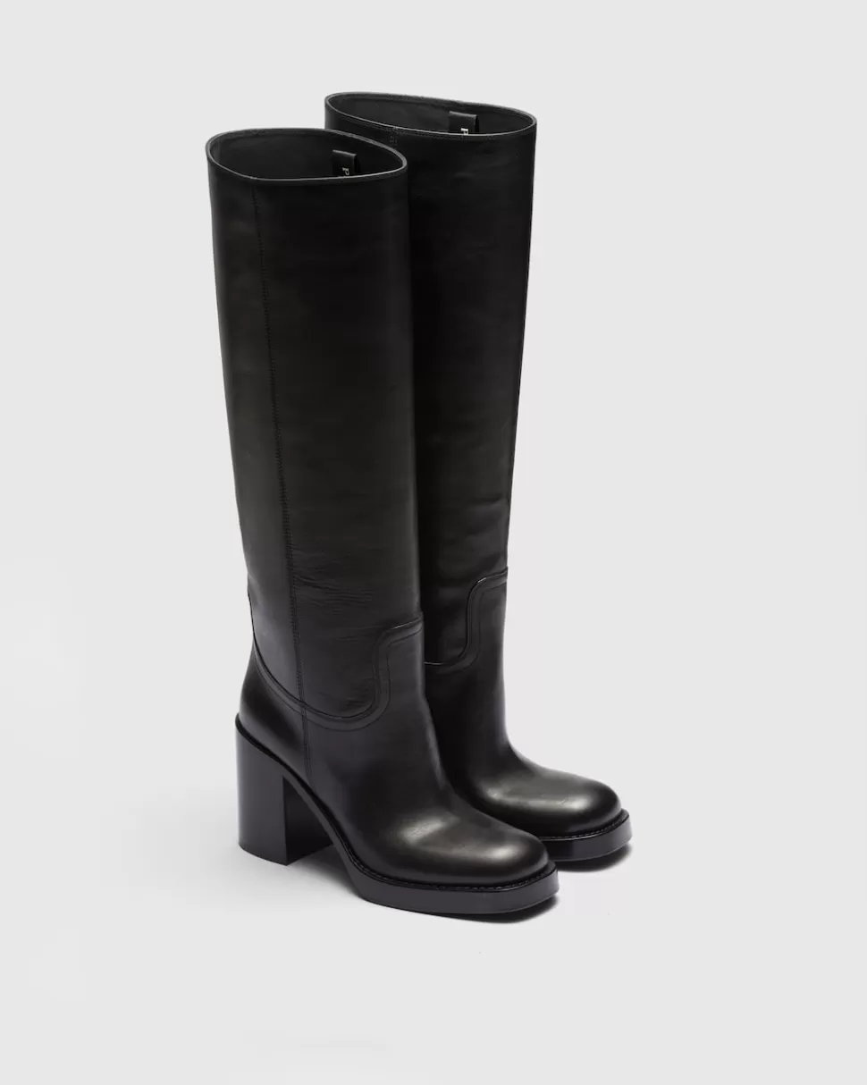 Store Prada Stiefel Aus Leder Schwarz