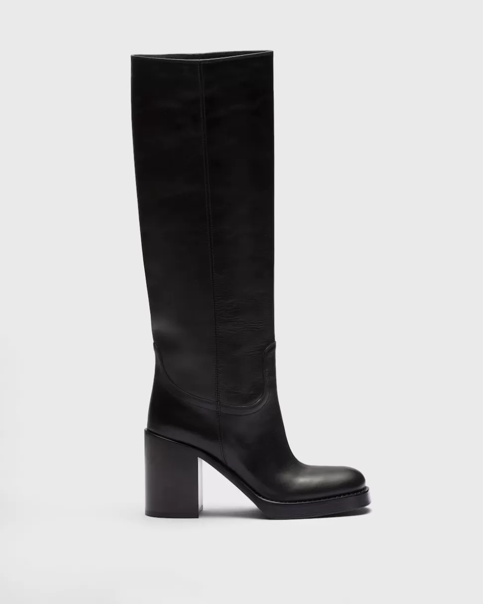 Store Prada Stiefel Aus Leder Schwarz