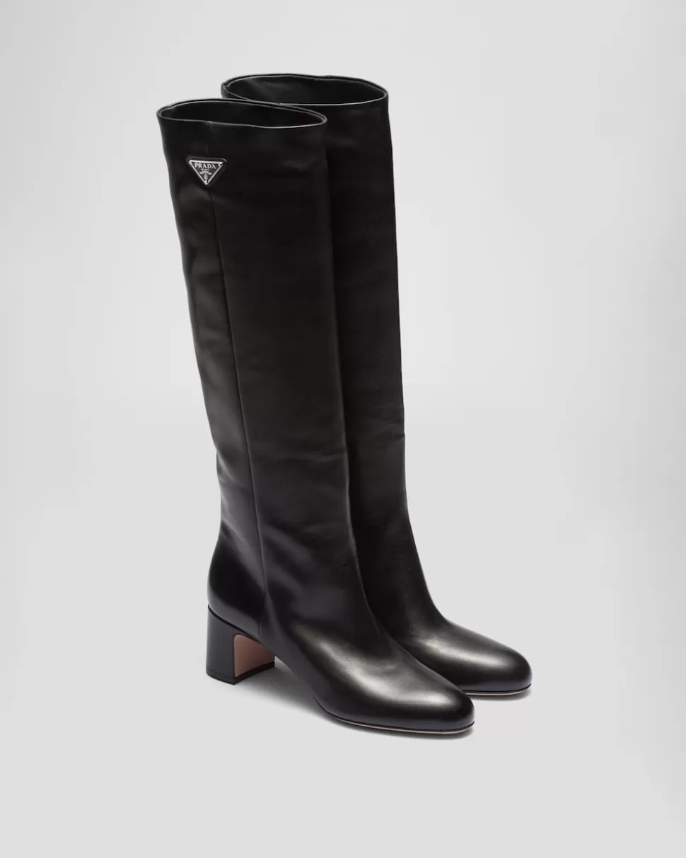 Store Prada Stiefel Aus Leder Schwarz