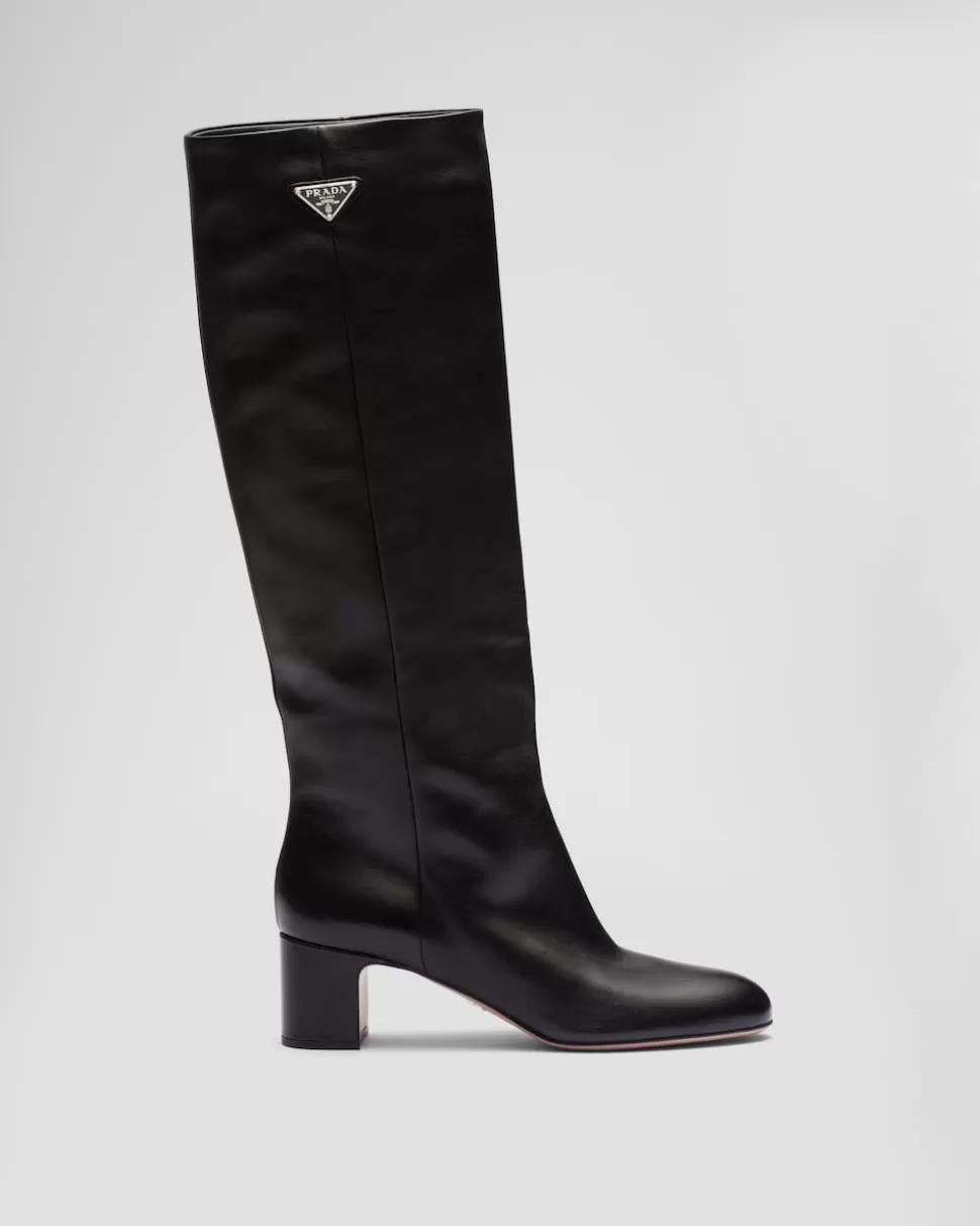 Store Prada Stiefel Aus Leder Schwarz