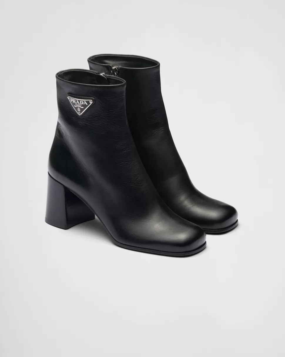 Shop Prada Stiefeletten Aus Leder Schwarz