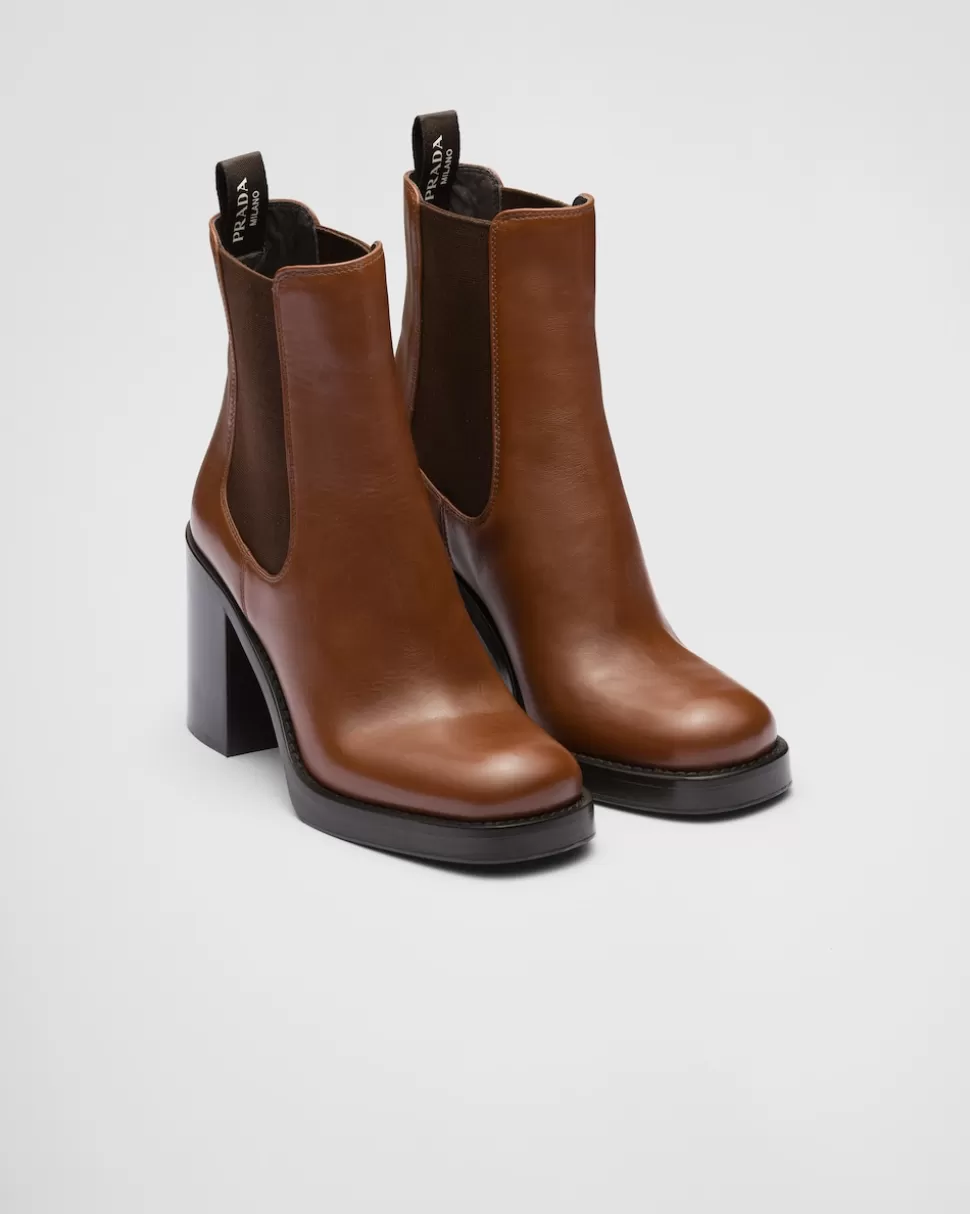 Online Prada Stiefeletten Aus Leder Schwarz