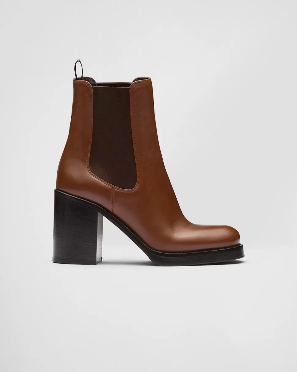 Online Prada Stiefeletten Aus Leder Schwarz