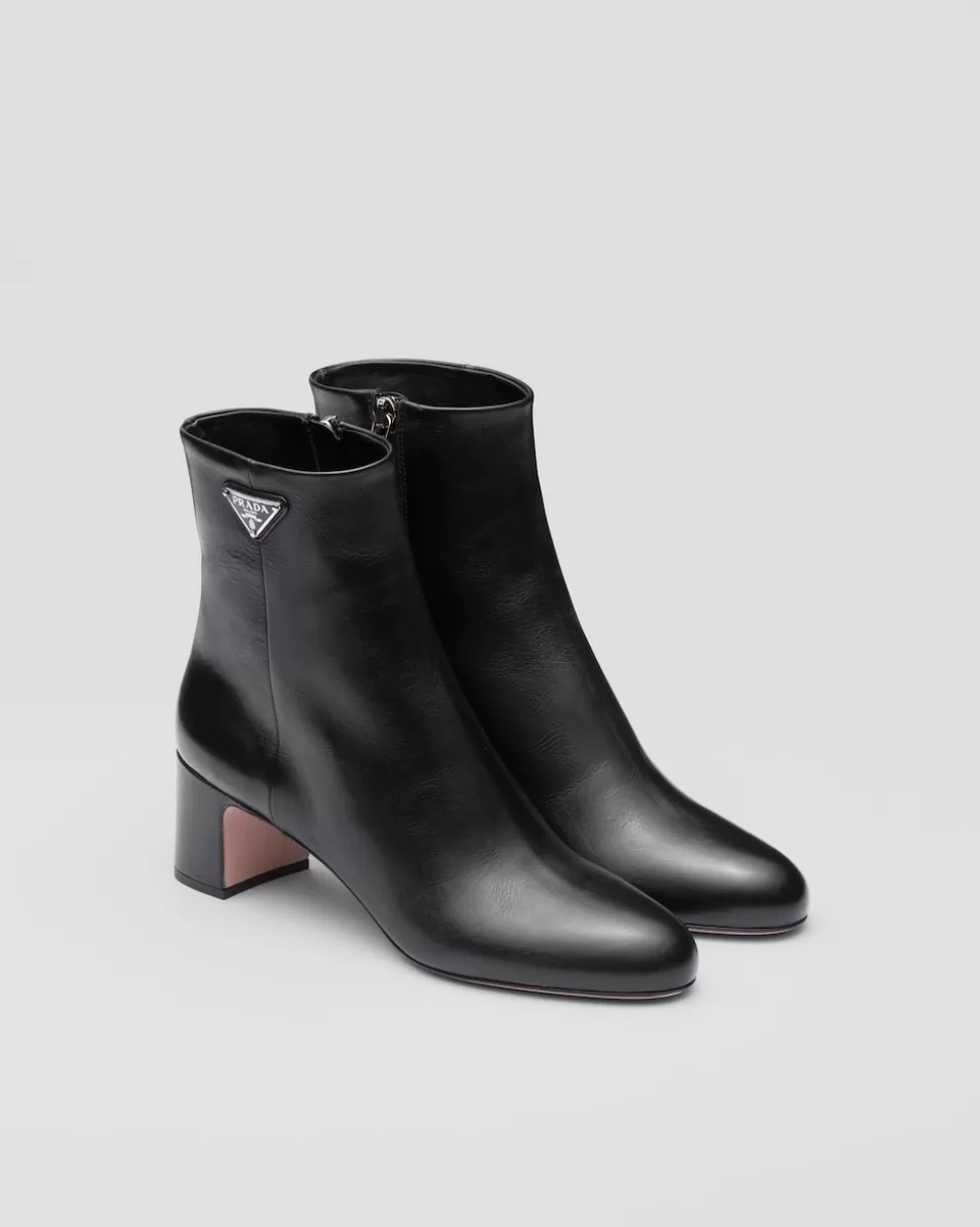 Online Prada Stiefeletten Aus Leder Schwarz
